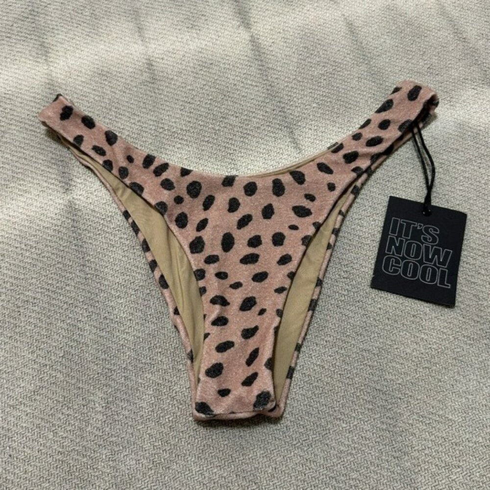 It’s Now Cool Swim Bikini Bottom Size Medium NWT Tan Animal Print